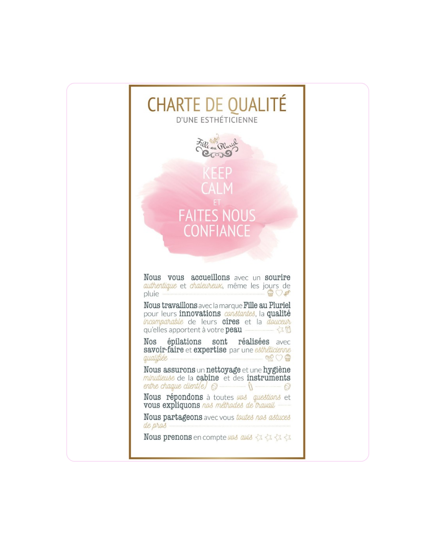 Affiche Charte de l'esthéticienne FAP